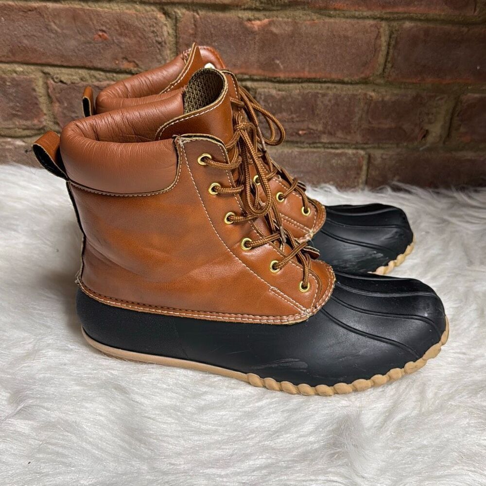 Outwoods Black & Tan Rain/Snow Boots Size 10 - Picture 3 of 9